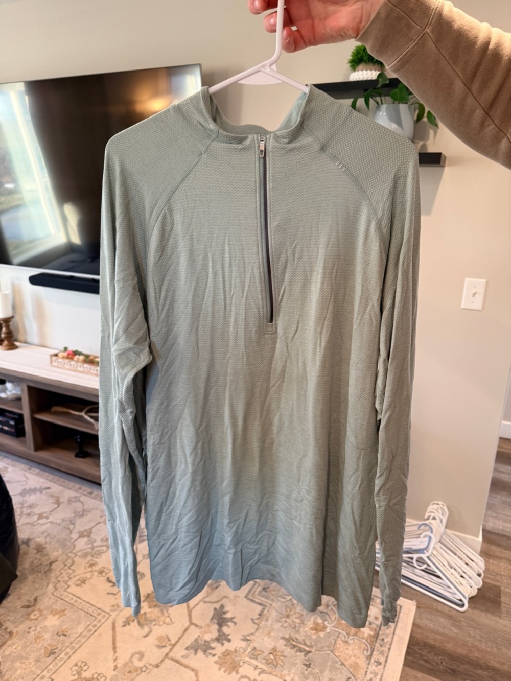 lululemon athletica Light Sage Green Half-Zip Long Sleeve Top